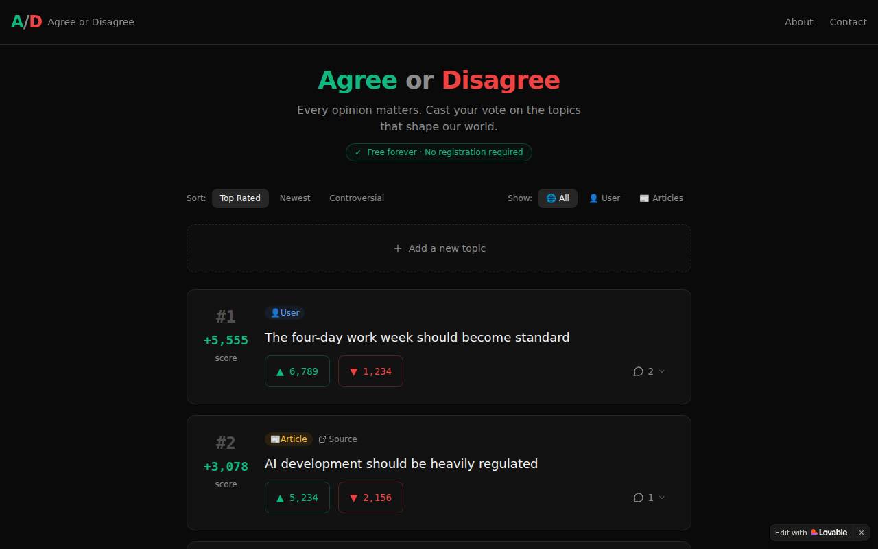 Screenshot of a-or-d.lovable.app