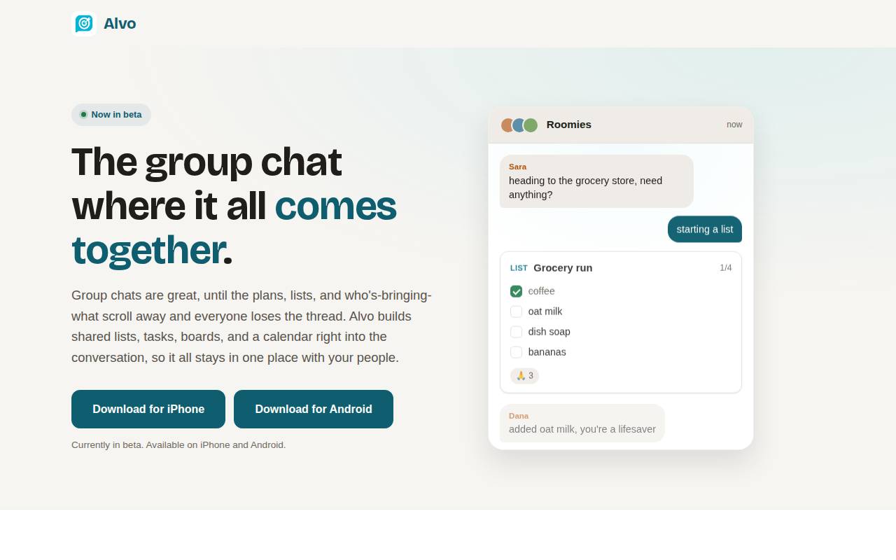 Screenshot of alvoapp.com