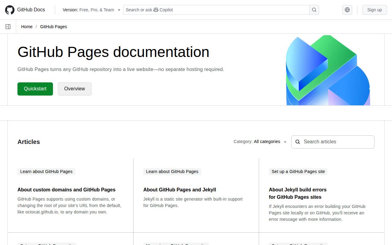 Screenshot of github.io