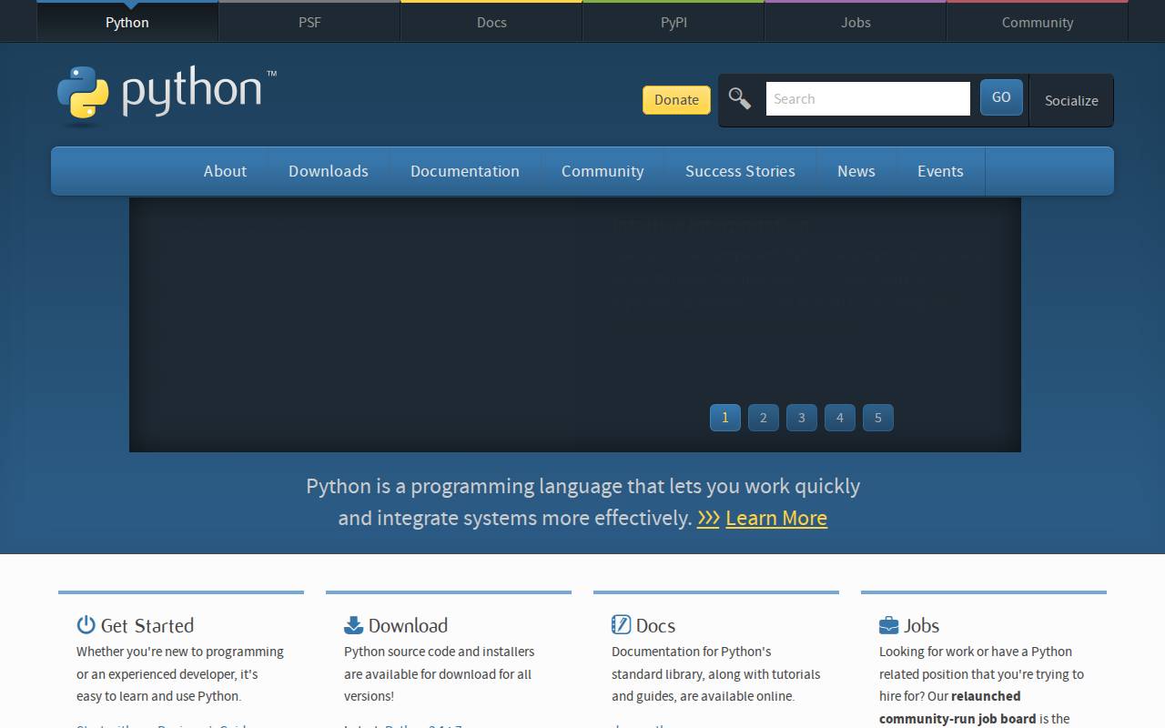Screenshot of python.org