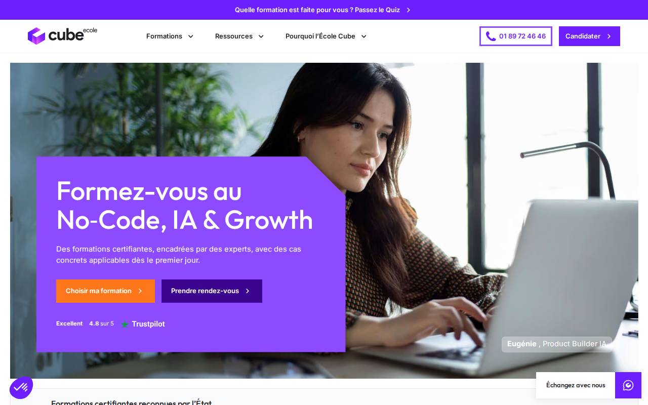 Screenshot of ecole.cube.fr