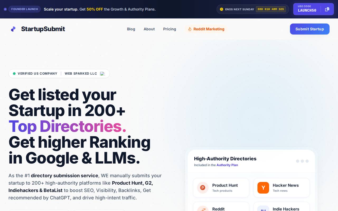 Screenshot of startupsubmit.app