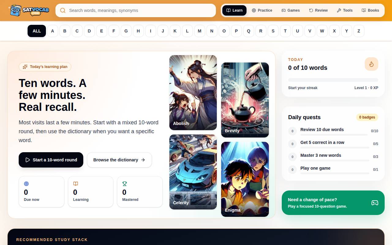 Screenshot of satvocab.com