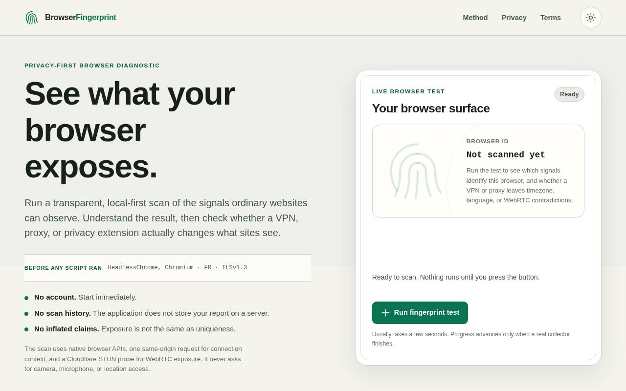 Screenshot of browserfingerprint.org