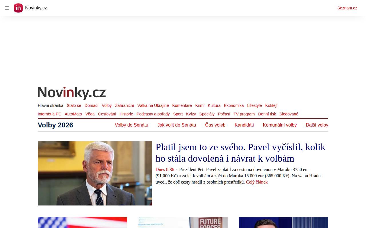 Screenshot of novinky.cz