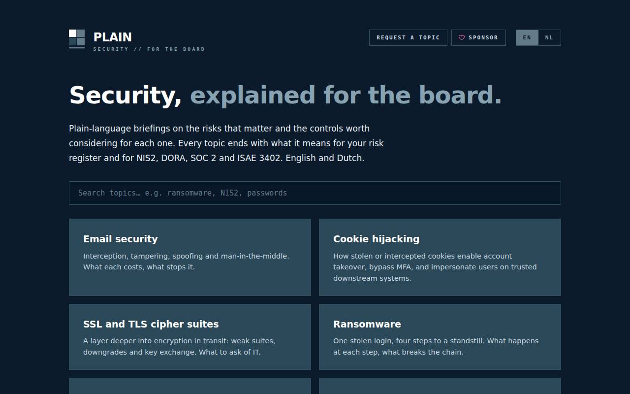 Screenshot of plain-security.fyi