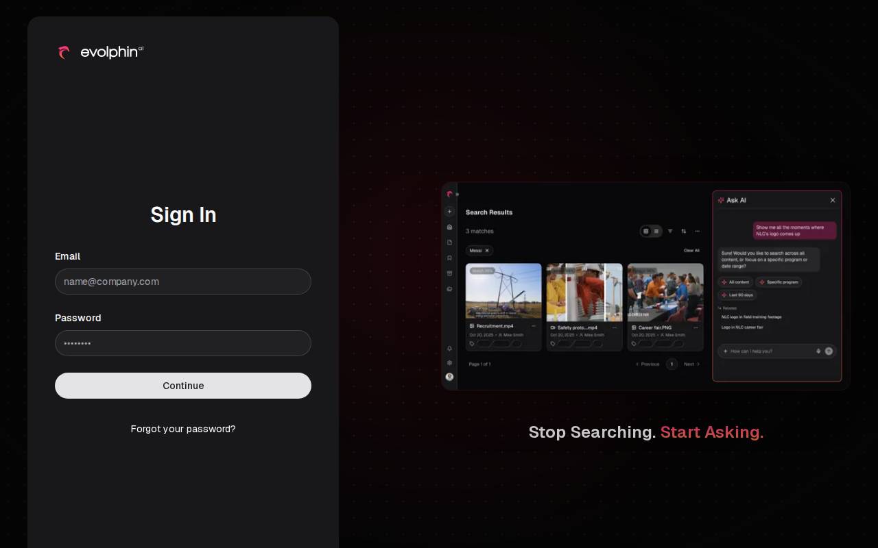 Screenshot of app.evolphin.com
