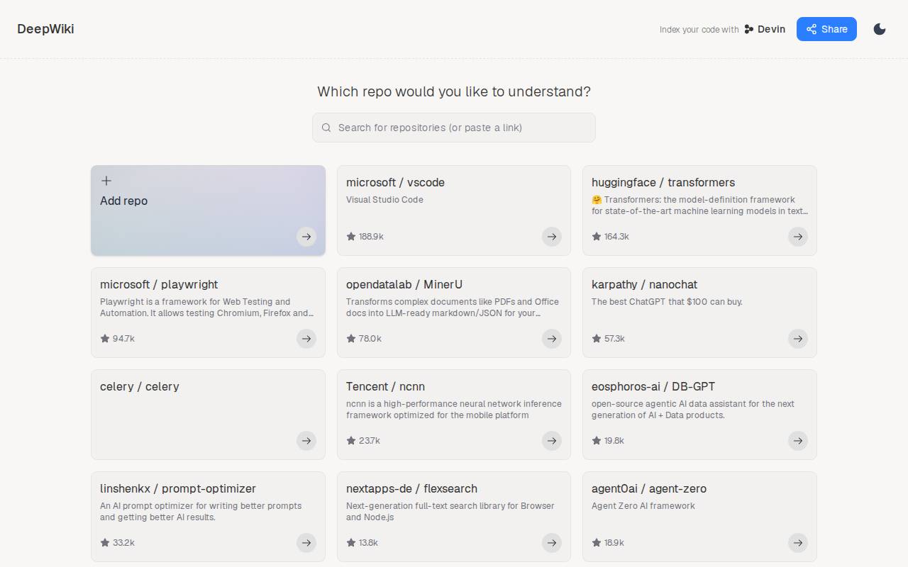 Screenshot of deepwiki.com