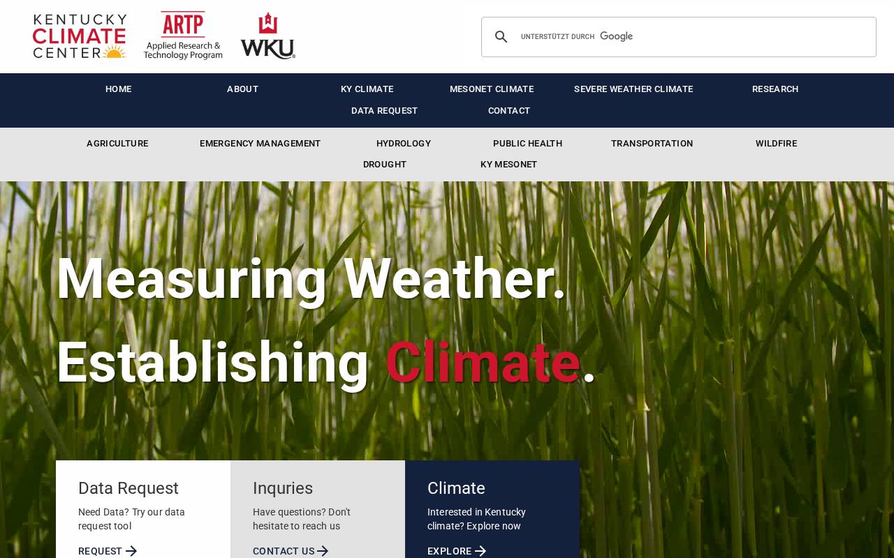 Screenshot of kyclimate.org