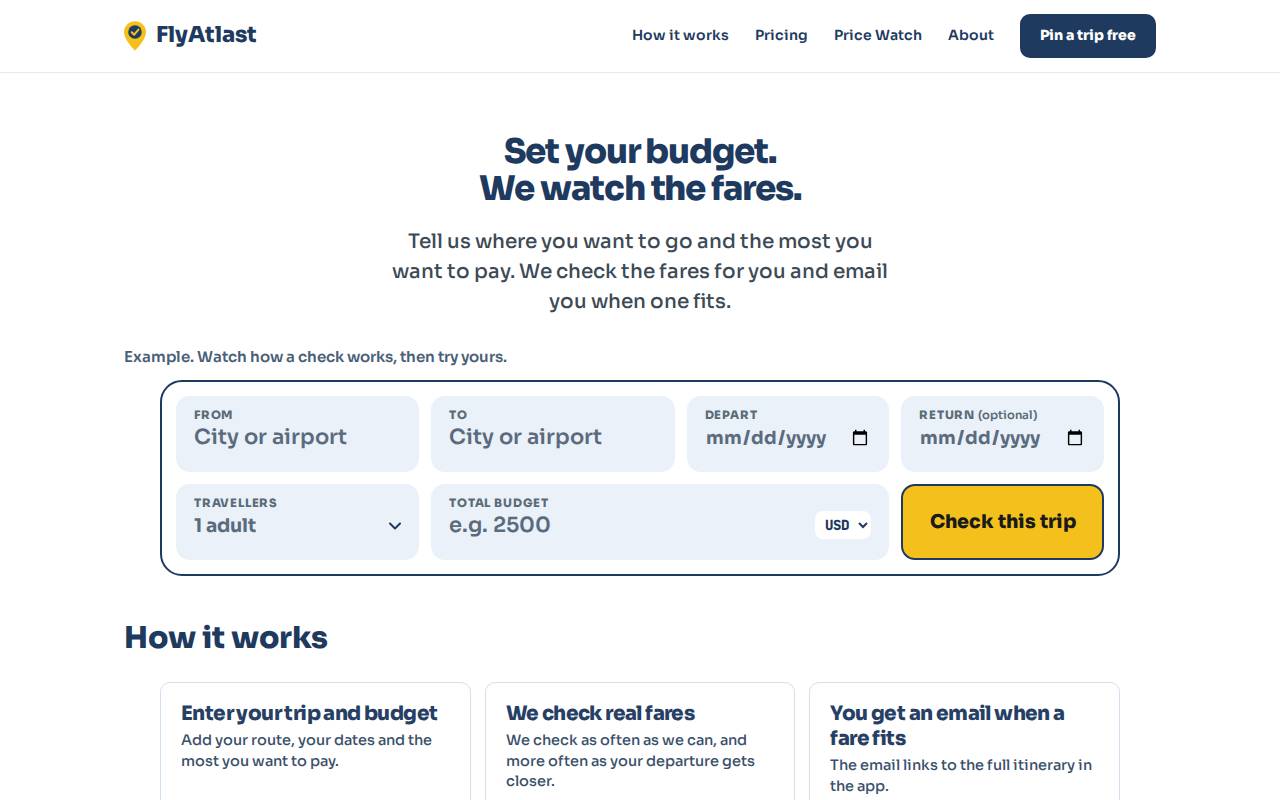 Screenshot of flyatlast.com