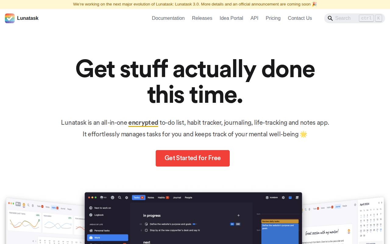 Screenshot of lunatask.app