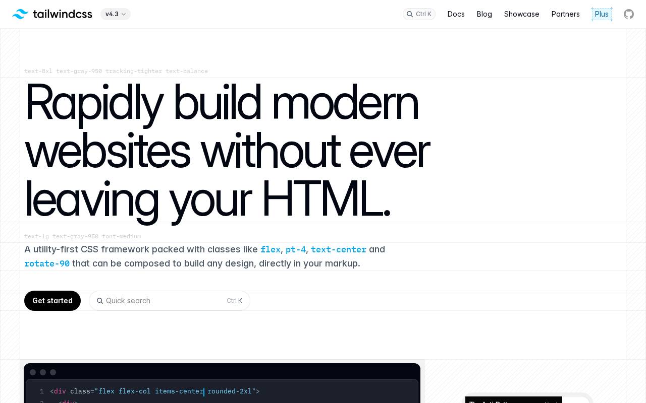 Screenshot of tailwindcss.com