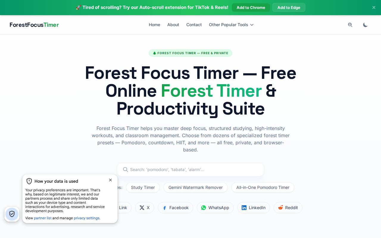 Screenshot of forestfocustimer.com