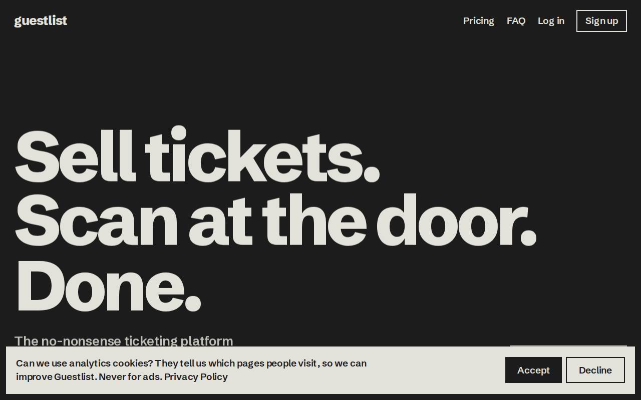 Screenshot of guestlist.ee
