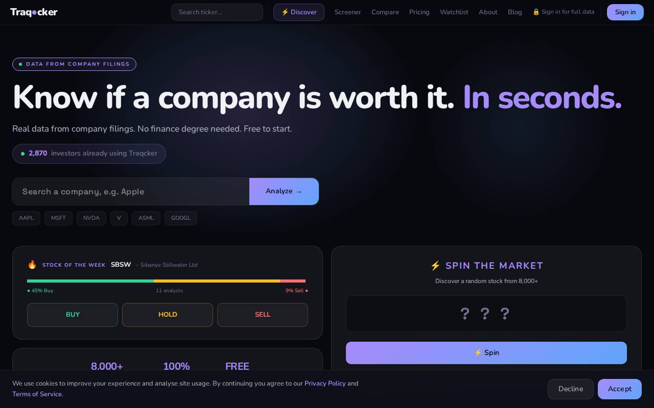 Screenshot of traqcker.com