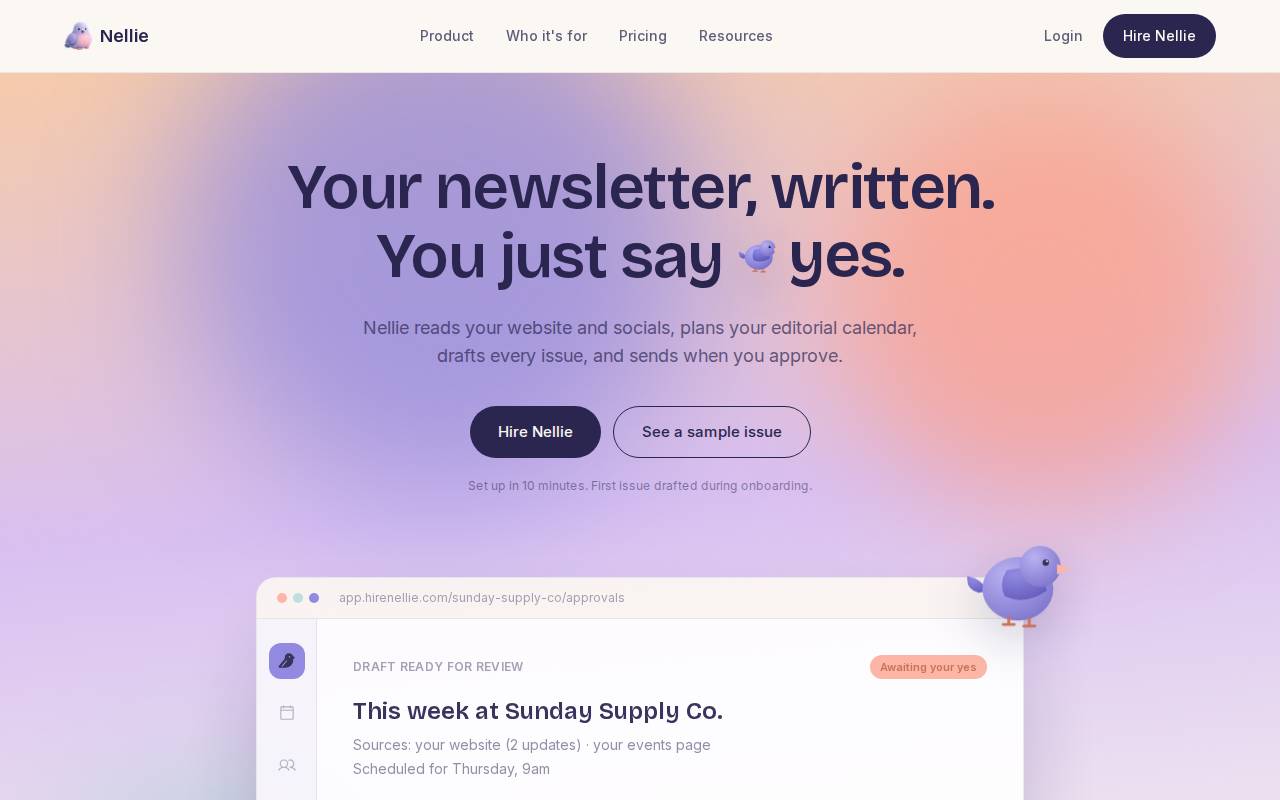 Screenshot of hirenellie.com