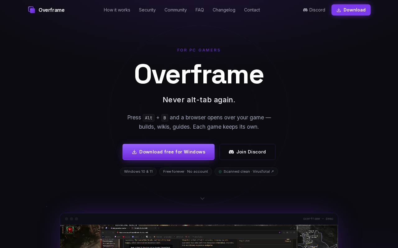 Screenshot of overframe.app