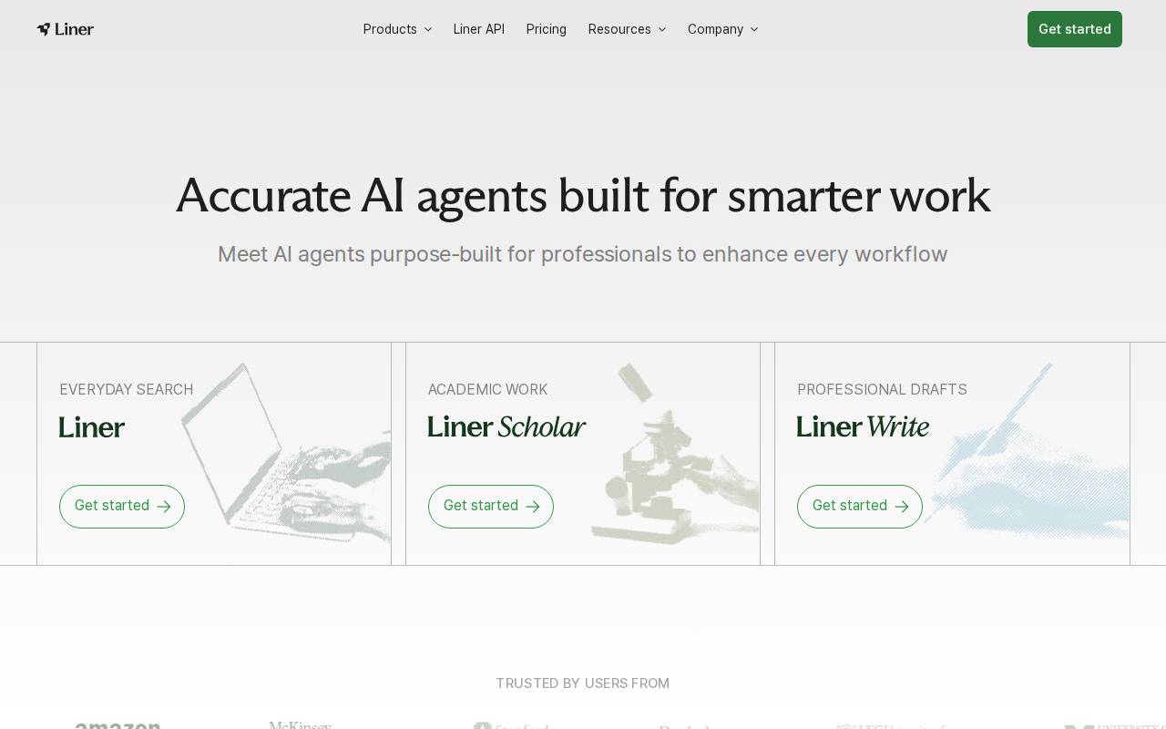 Screenshot of liner.com