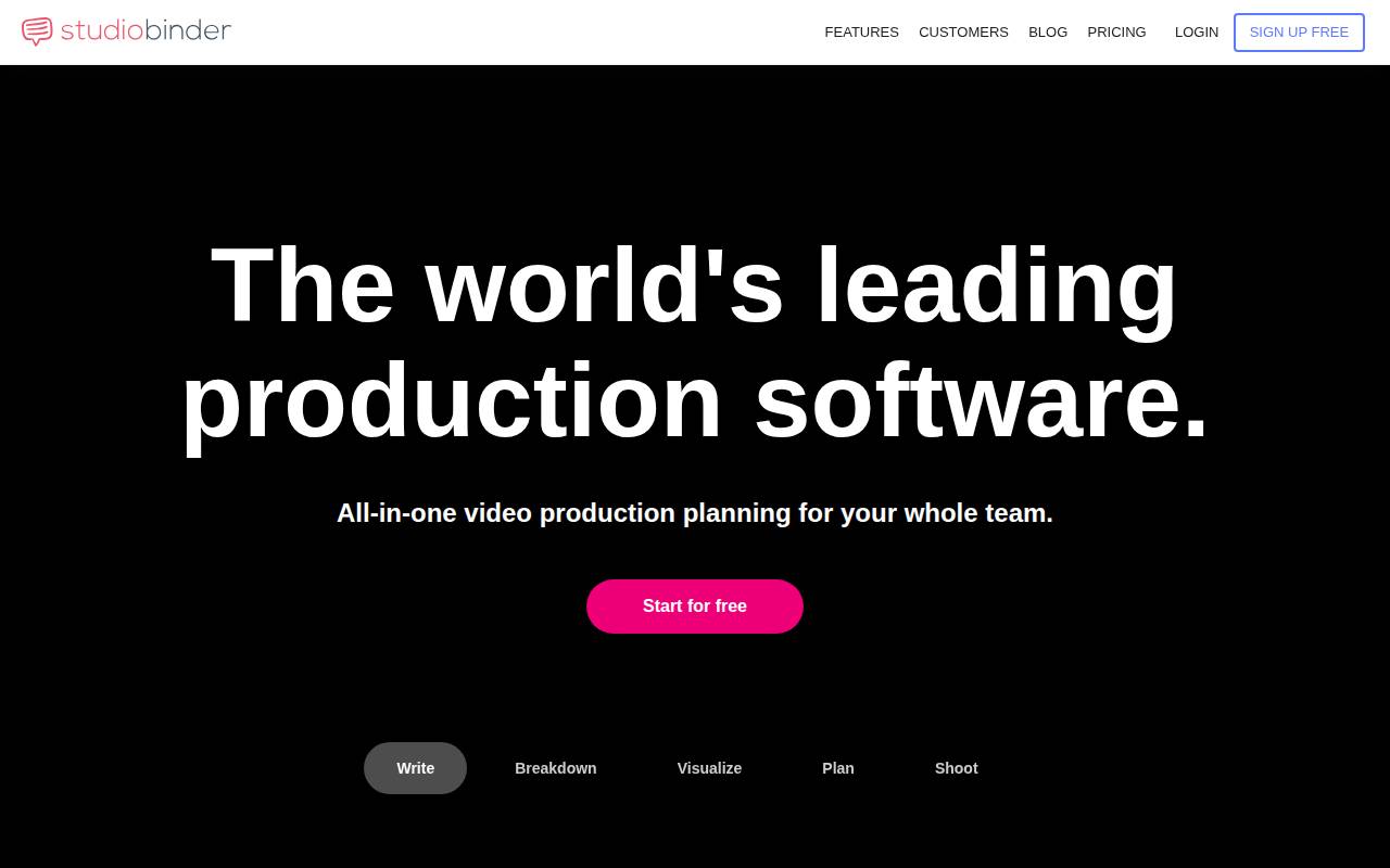 Screenshot of studiobinder.com