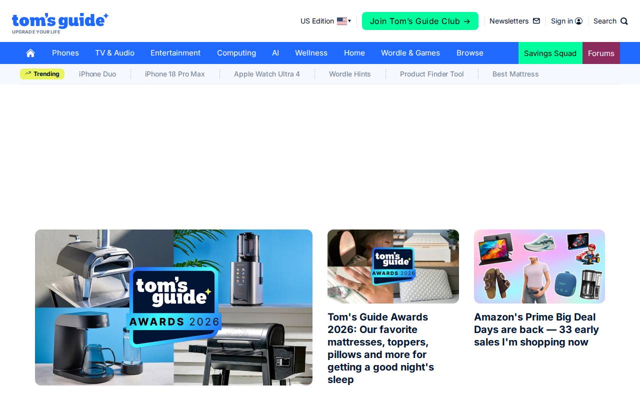 Screenshot of tomsguide.com