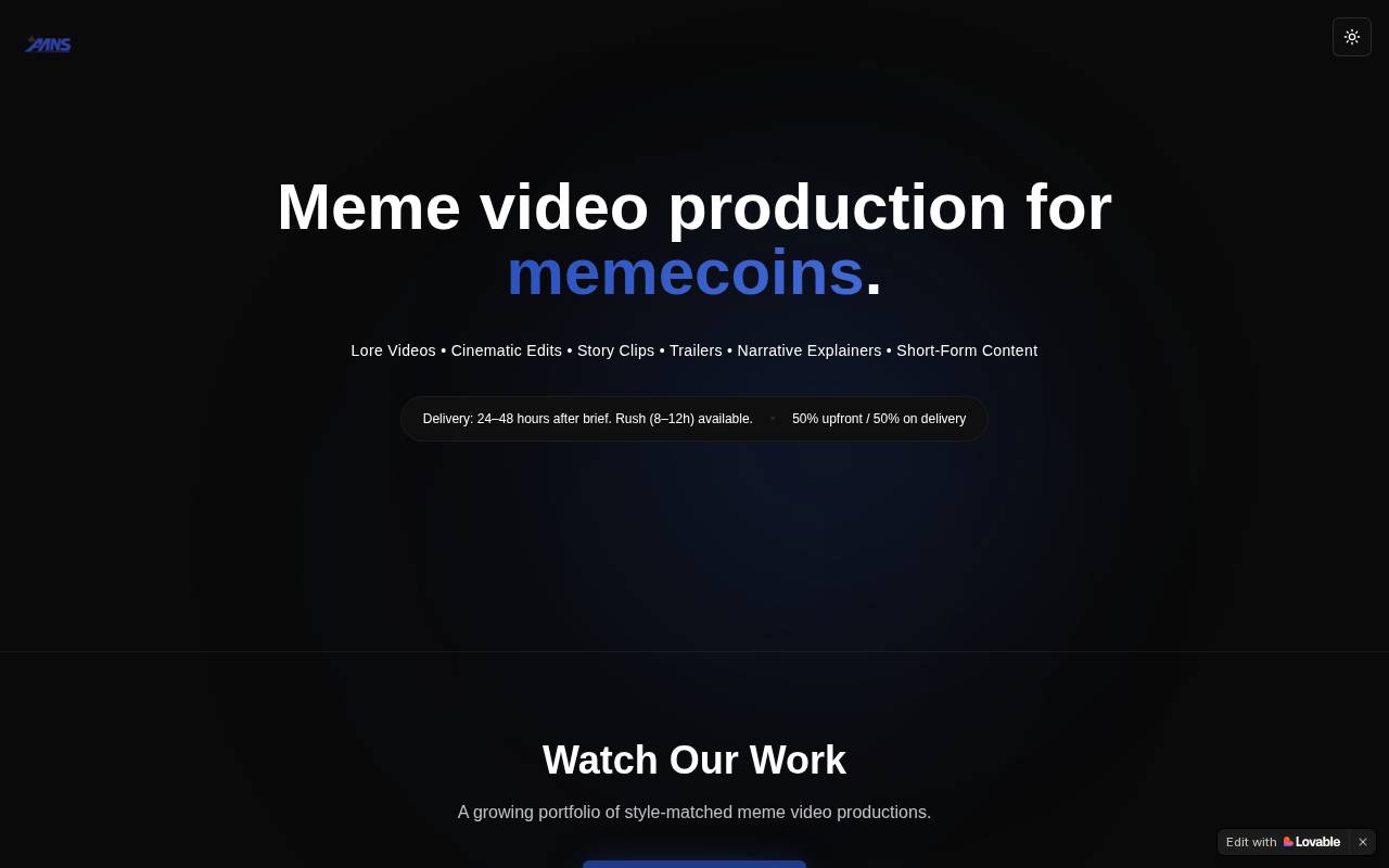 Screenshot of ace-meme-studios.lovable.app