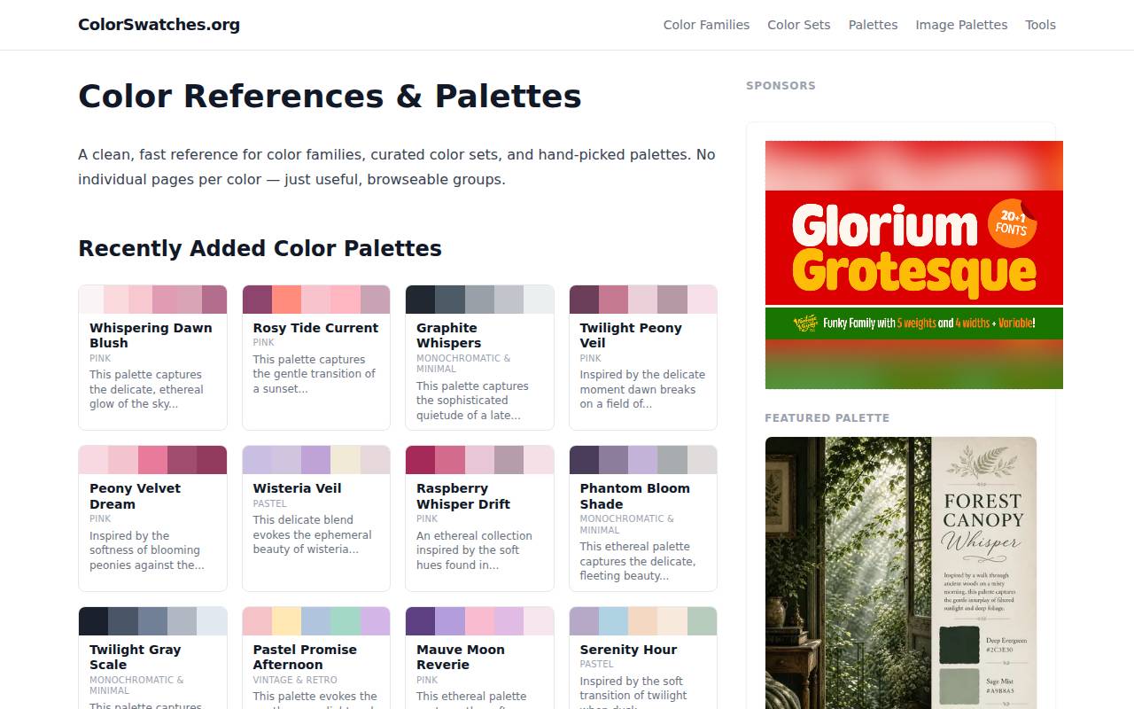 Screenshot of colorswatches.org