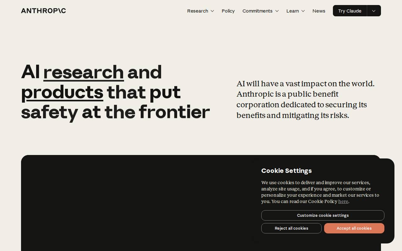 Screenshot of anthropic.com