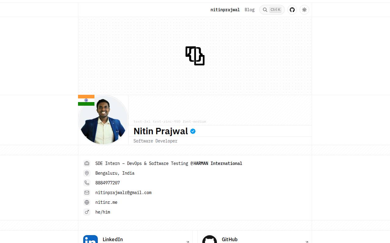 Screenshot of nitinr.me