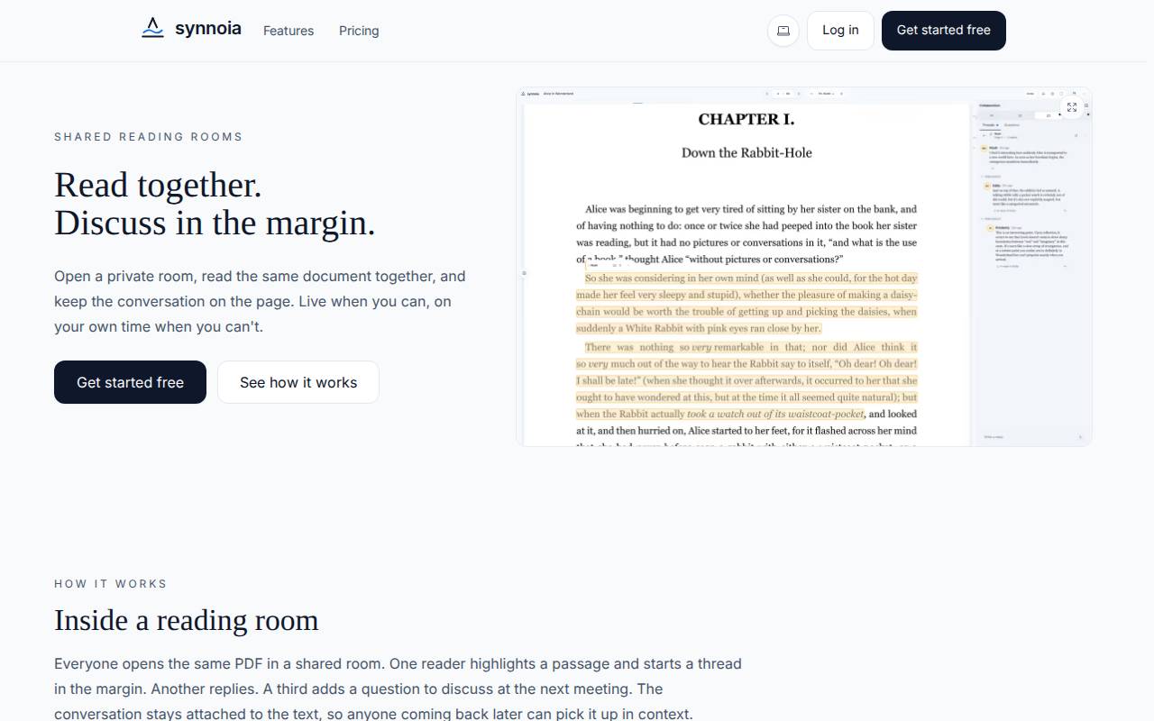 Screenshot of synnoia.app
