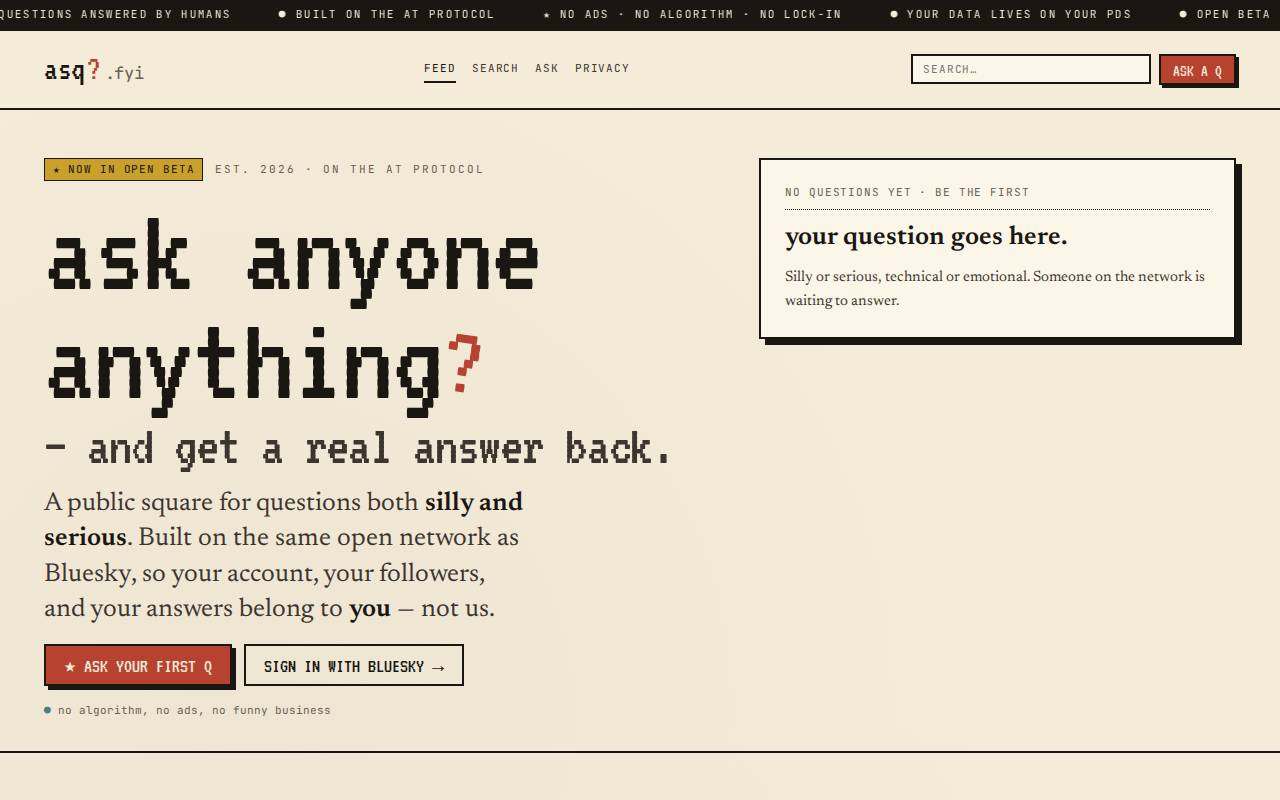 Screenshot of asq.fyi
