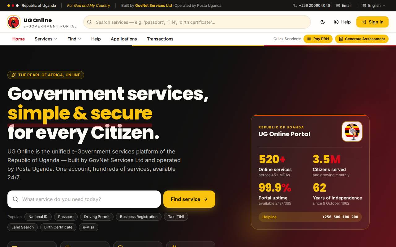Screenshot of ugonline.go.ug