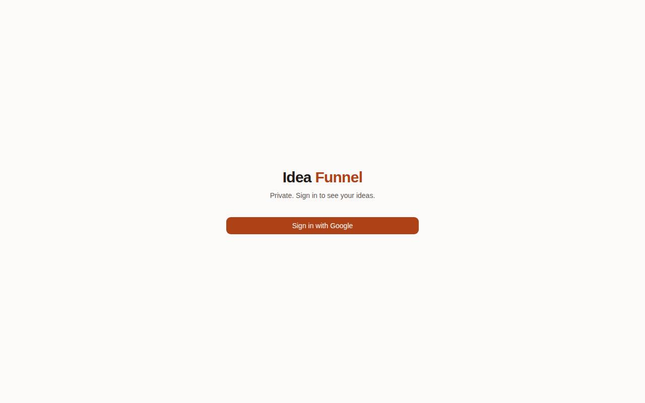 Screenshot of idea-funnel-six.vercel.app