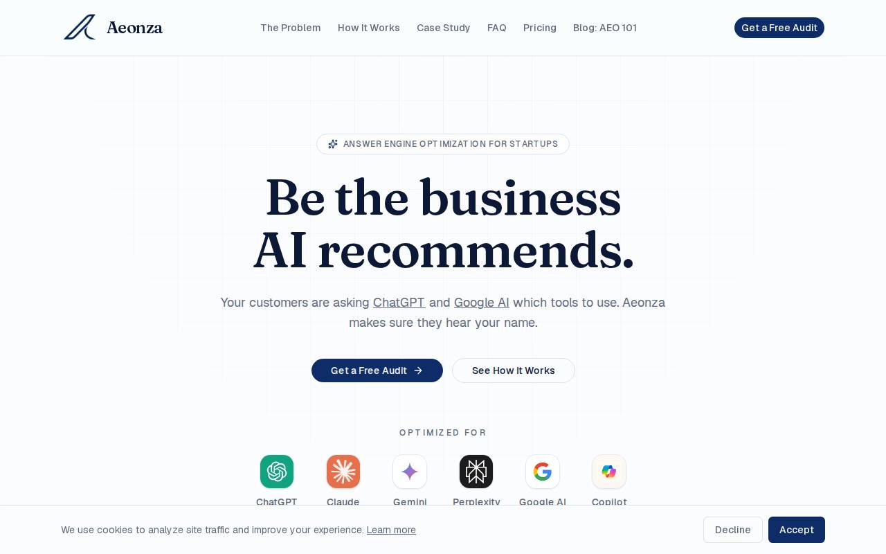 Screenshot of aeonza.com