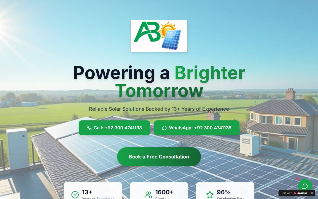 Screenshot of absolarsolutions.lovable.app