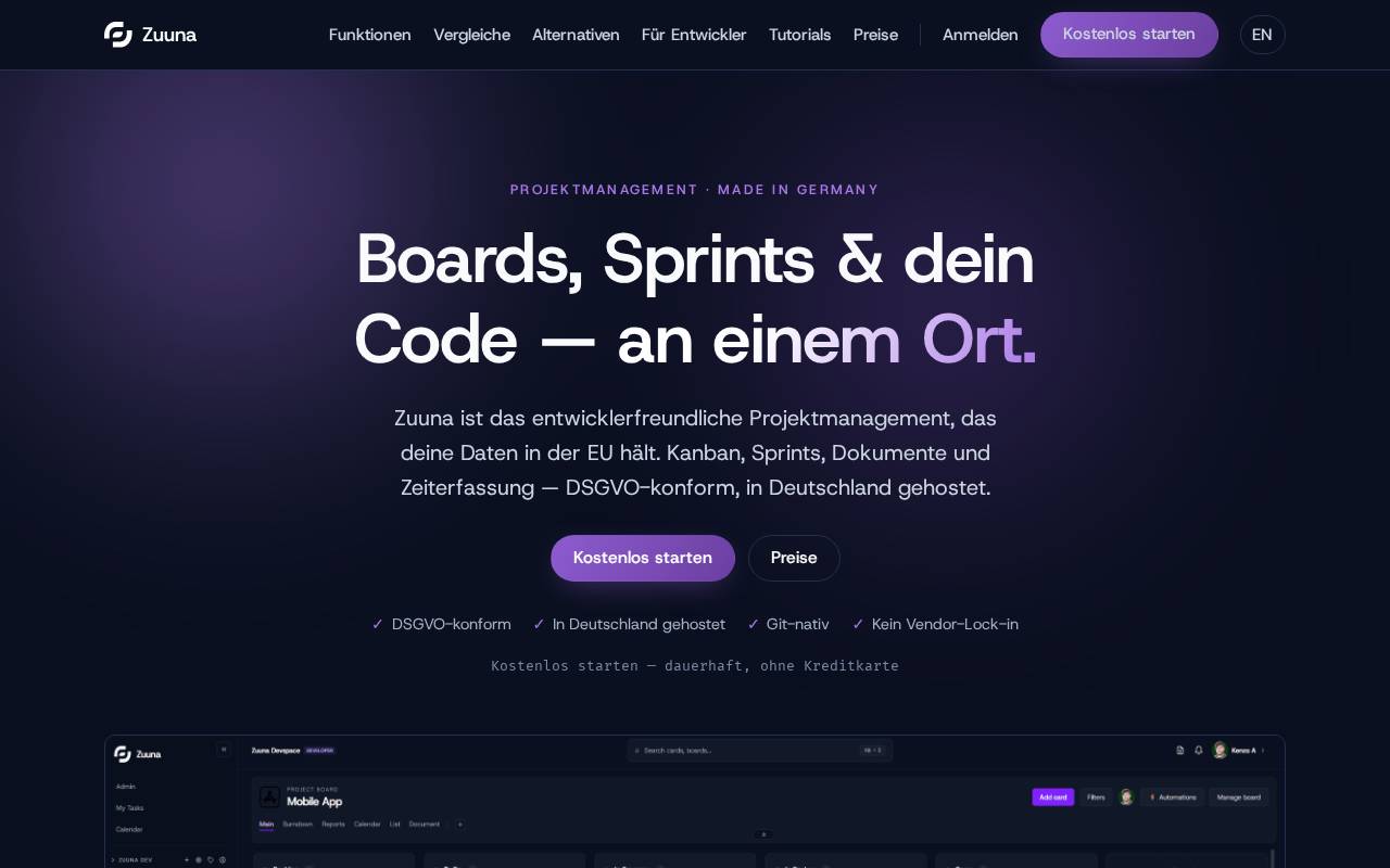 Screenshot of zuuna.de