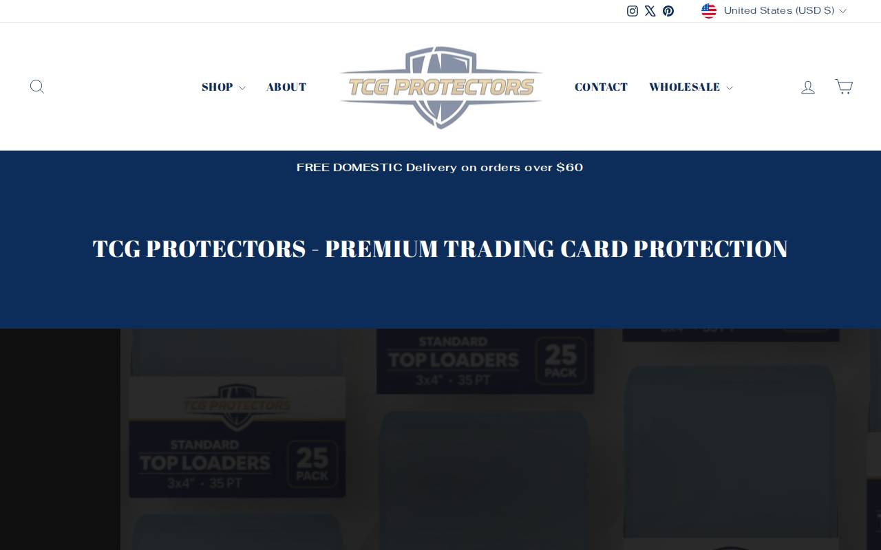 Screenshot of tcgprotectors.com