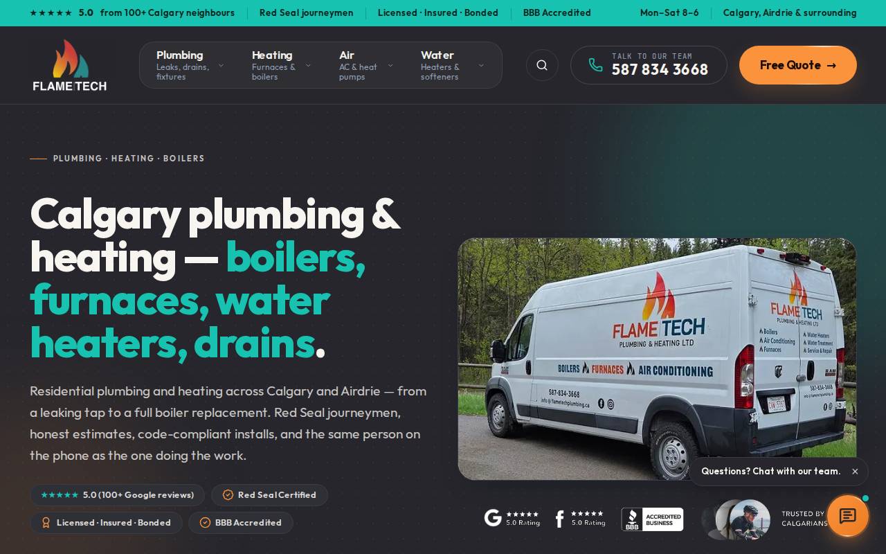 Screenshot of flametechplumbing.ca