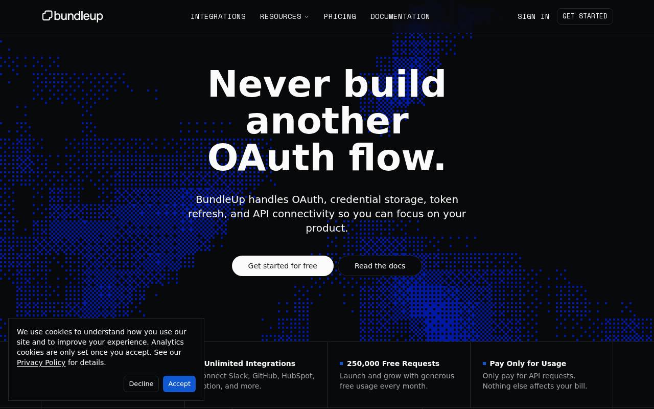 Screenshot of bundleup.io