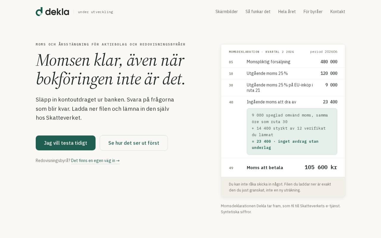 Screenshot of dekla.se