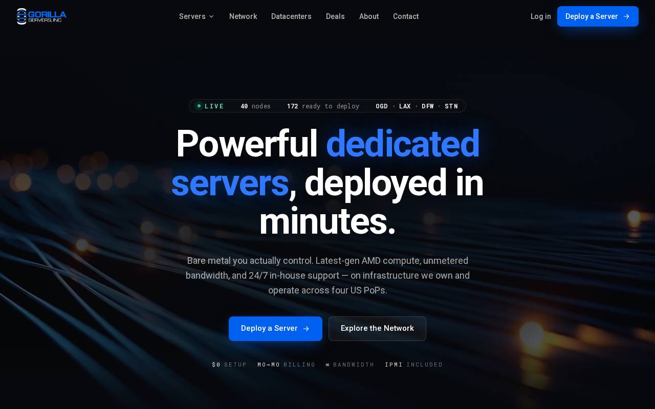 Screenshot of gorillaservers.com