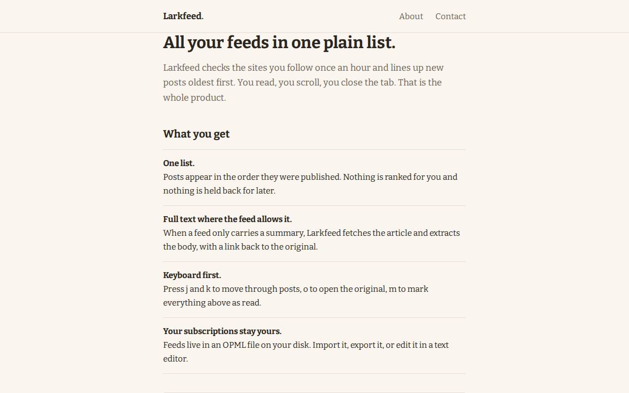 Screenshot of larkfeed.surge.sh
