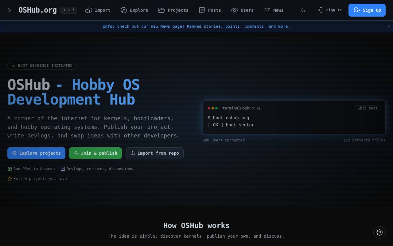 Screenshot of oshub.org