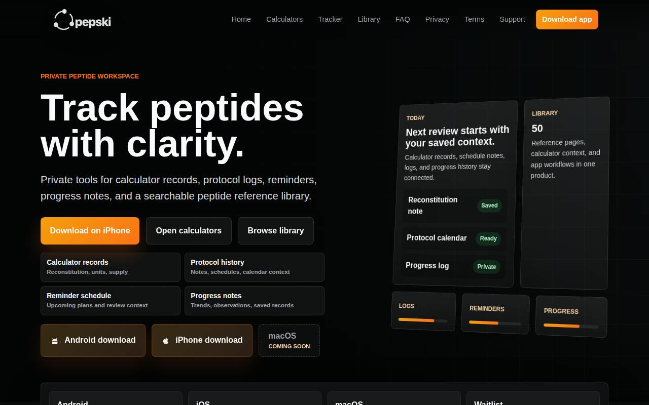 Screenshot of pepski.app