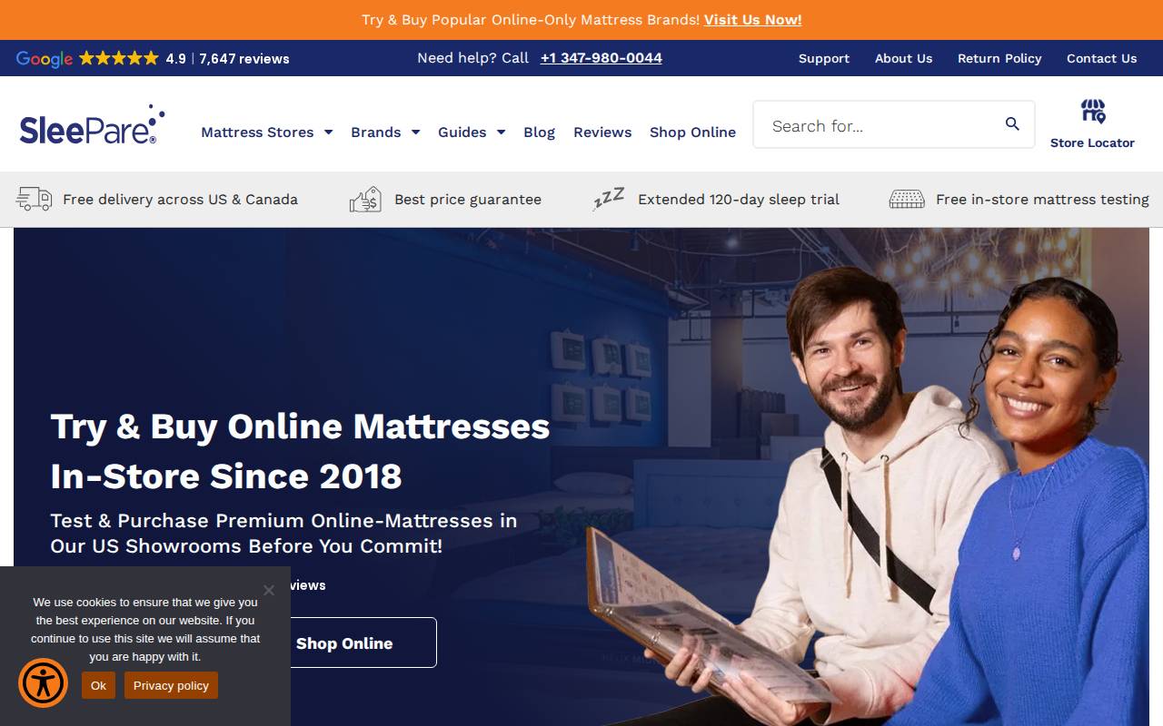 Screenshot of sleepare.com