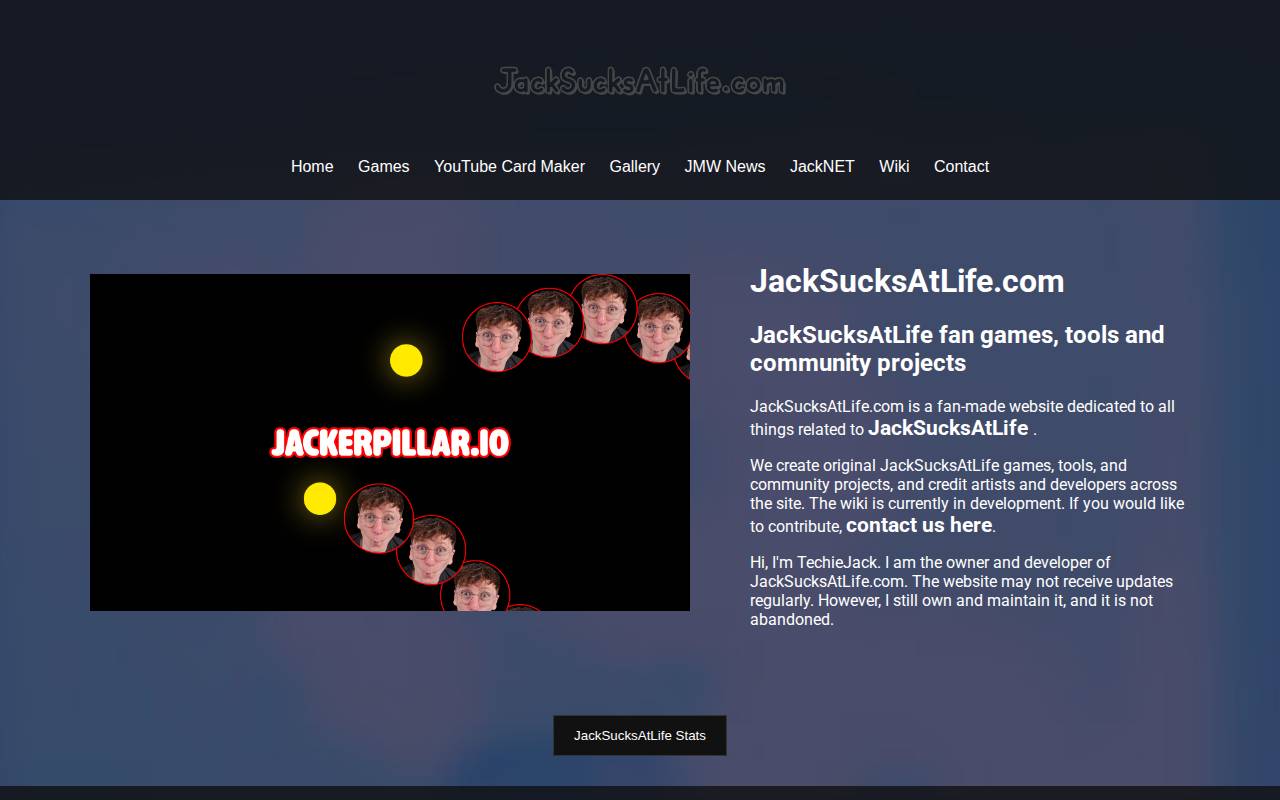 Screenshot of jacksucksatlife.com