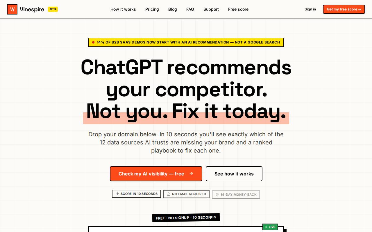 Screenshot of vinespire.com
