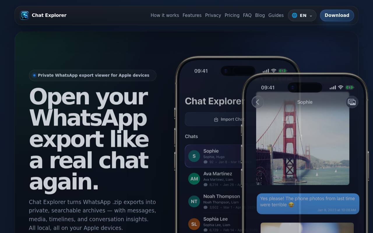 Screenshot of chatexplorer.app
