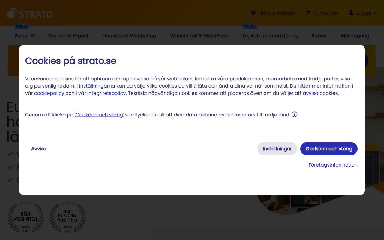 Screenshot of strato.se