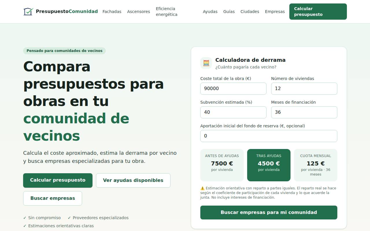 Screenshot of presupuestocomunidad.es