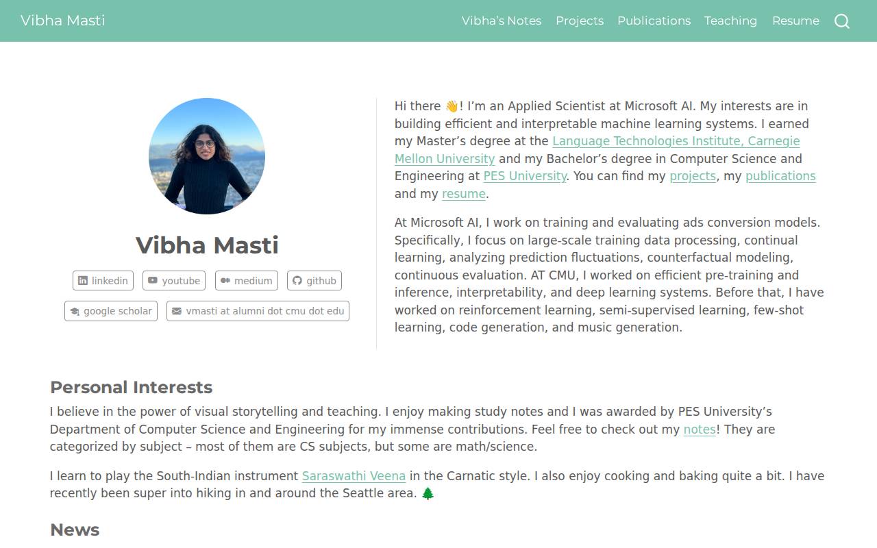 Screenshot of vibhamasti.github.io